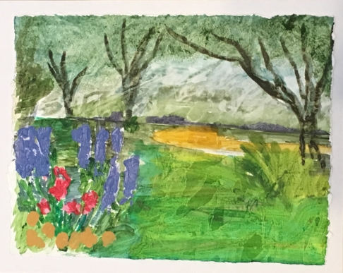 Louisiana Countryside 2 by Daya Naef | Acrylic, pencil on paper and mat board. Louisiana Countryside 2